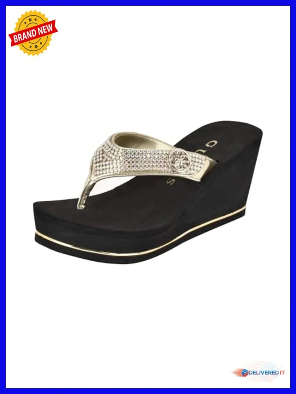 Rhinestone Embellished Wedge Sandals with Platform